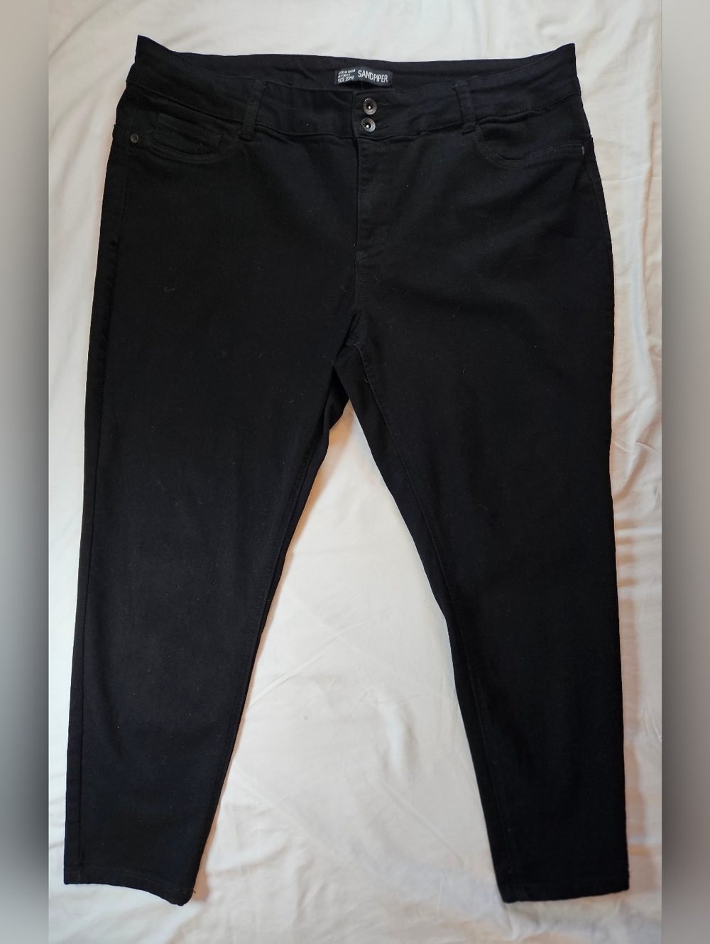 Sandpiper Womens Black Double Button 5 Pocket Skinny Denim Jeans Size 22W
